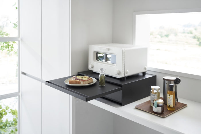 Yamazaki Uitschuifbare Keukenplateau en Lade - Tower - Zwart