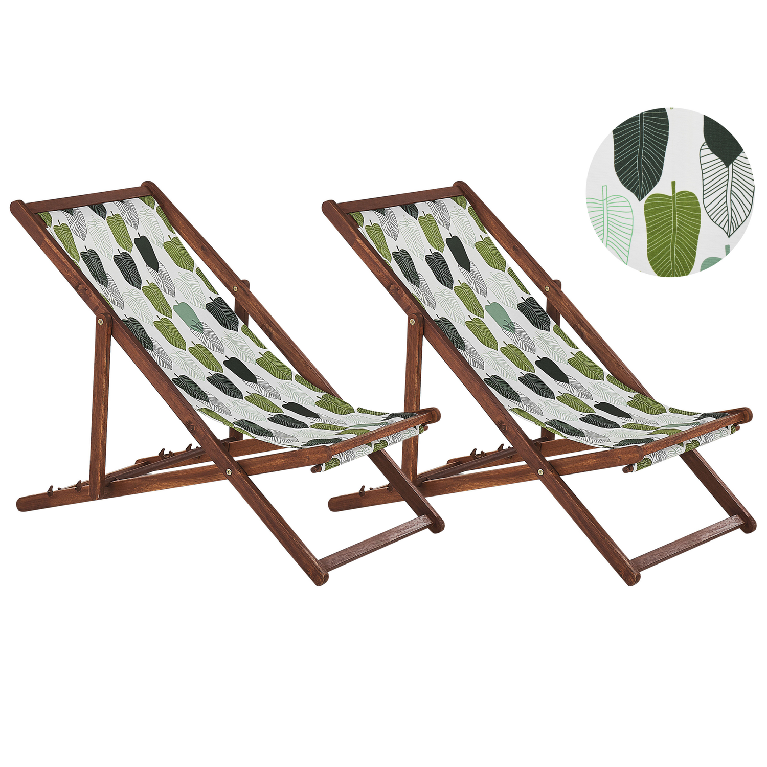 Beliani-ANZIO -Strandstoel set van 2-Geometrisch|Groen-Polyester