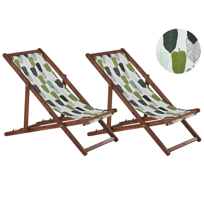 Beliani-ANZIO -Strandstoel set van 2-Geometrisch|Groen-Polyester