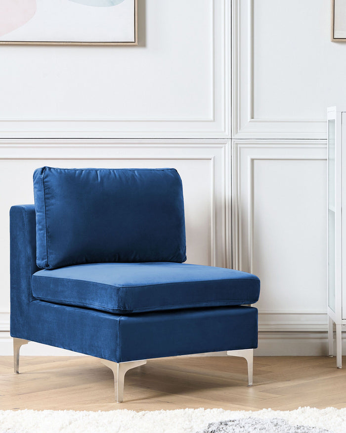 Beliani - EVJA - 1-zitsbank - Marineblauw - Fluweel