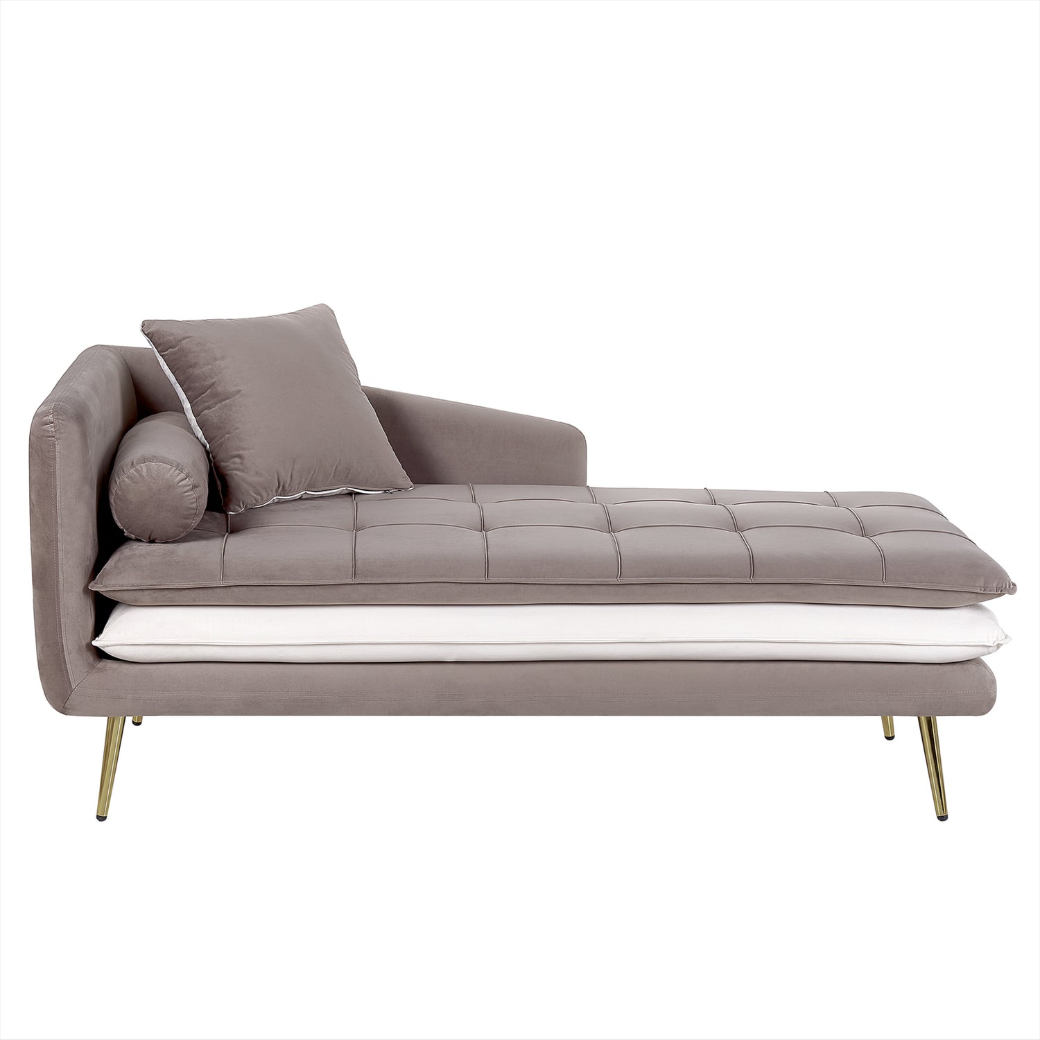 Beliani - GONESSE - Chaise longue - Taupe - Linkerzijde - Polyester