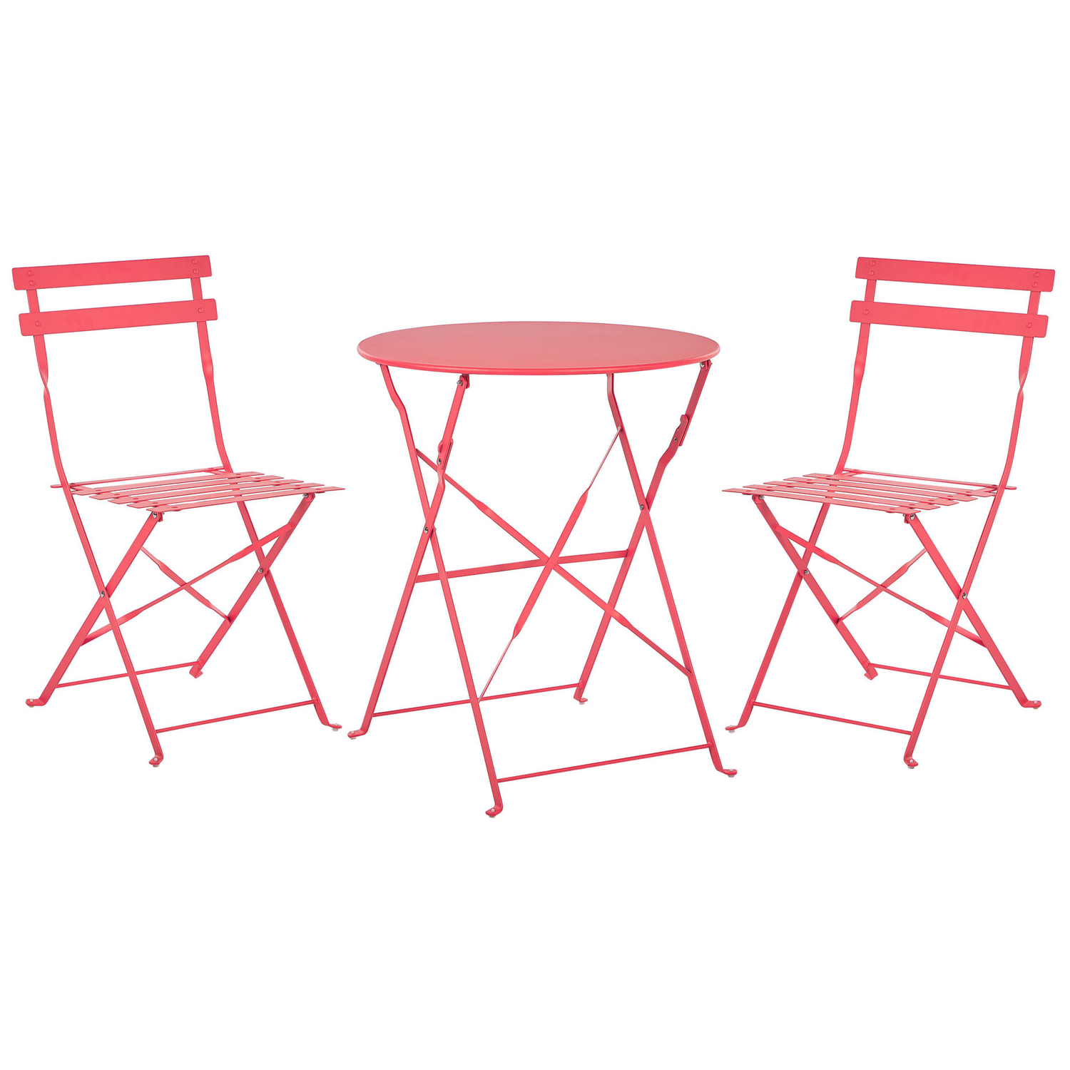 Beliani - FIORI - Bistroset voor 2 - Rood - Staal