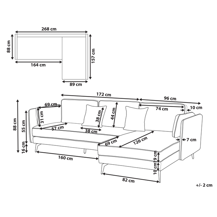 Beliani - ALTAN - Hoekbank - Beige - Linkerzijde - Fluweel
