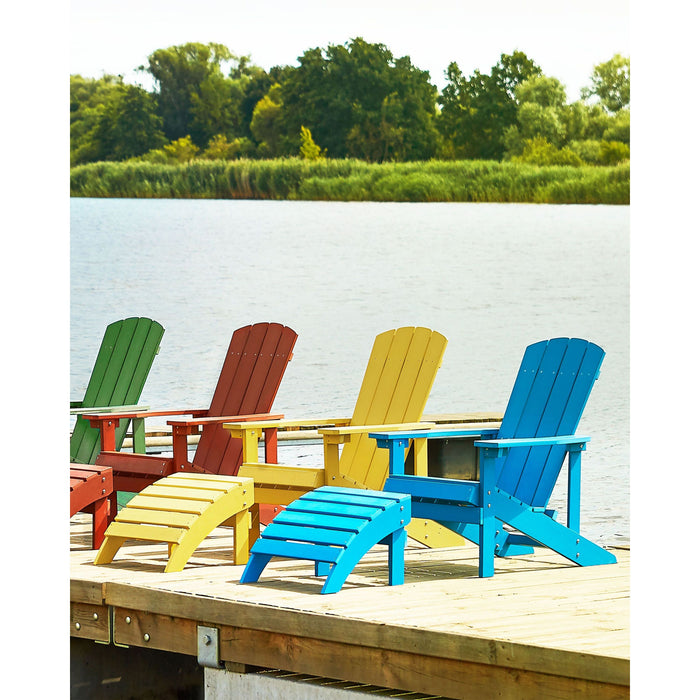 Beliani - ADIRONDACK - Tuinstoel met voetenbank - Blauw - Kunsthout