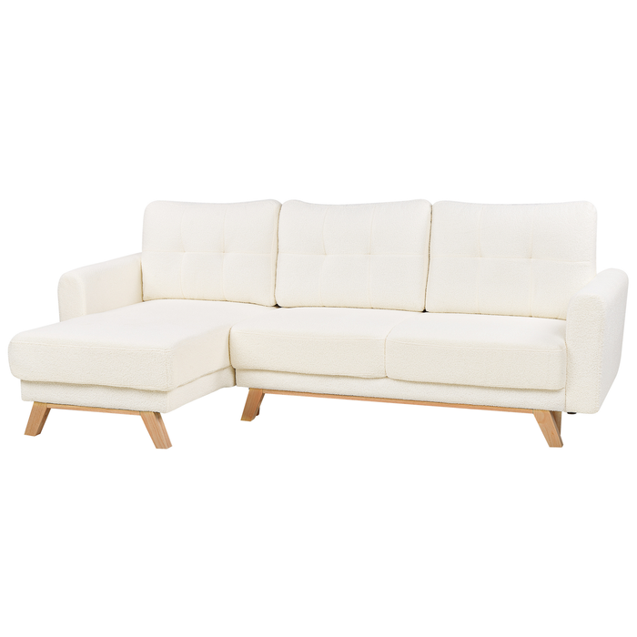 Beliani - SIRO - Slaapbank - Gebroken wit - Rechtszijdig - Bouclé