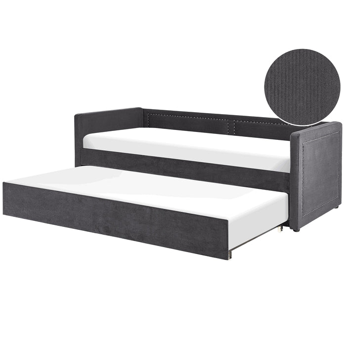 Beliani-MIMIZAN-Eenpersoonsbed-Donkergrijs-90 x 200 cm-Corduroy