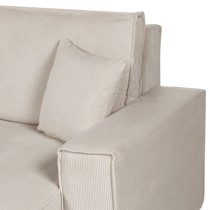 Beliani - ABACKA - Slaapbank - Beige - Linkszijdig - Corduroy