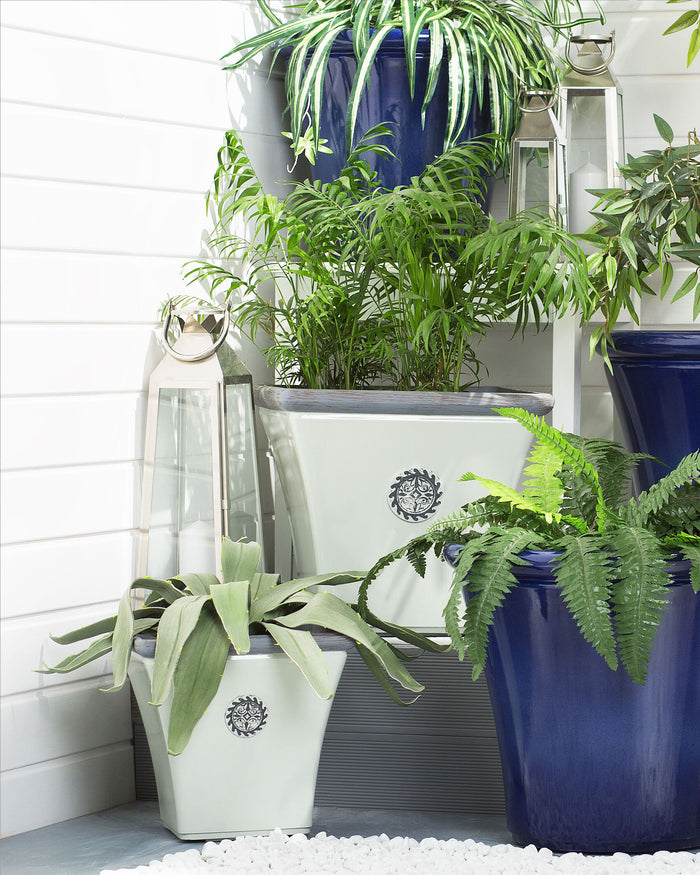 Beliani-ELATEIA-Bloempot set van 2-Wit-32 cm-Klei-vezelmengsel