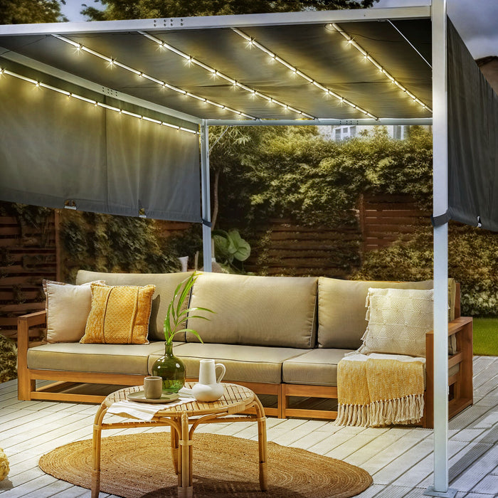 Beliani - PARGA - Tuinpaviljoen - Grijs|Wit - Polyester