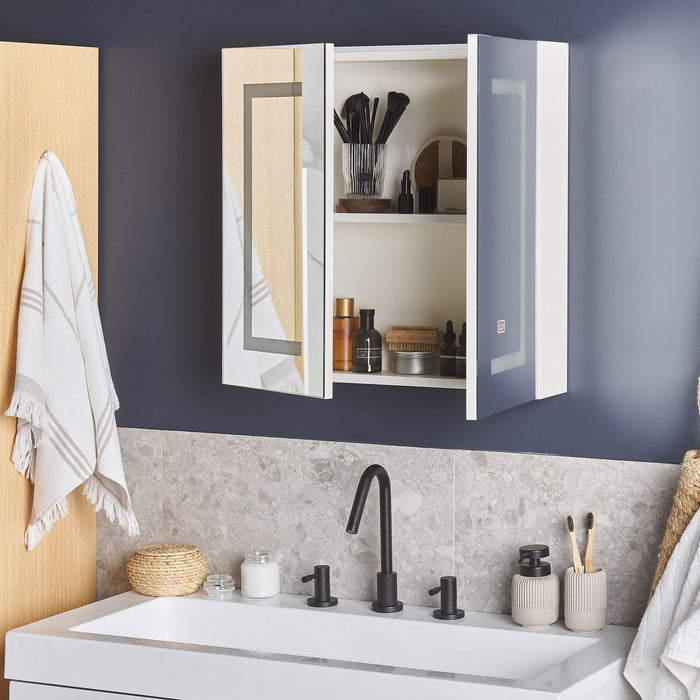 Beliani - MAZARREDO - Badkamermeubel LED - Zwart - Multiplex