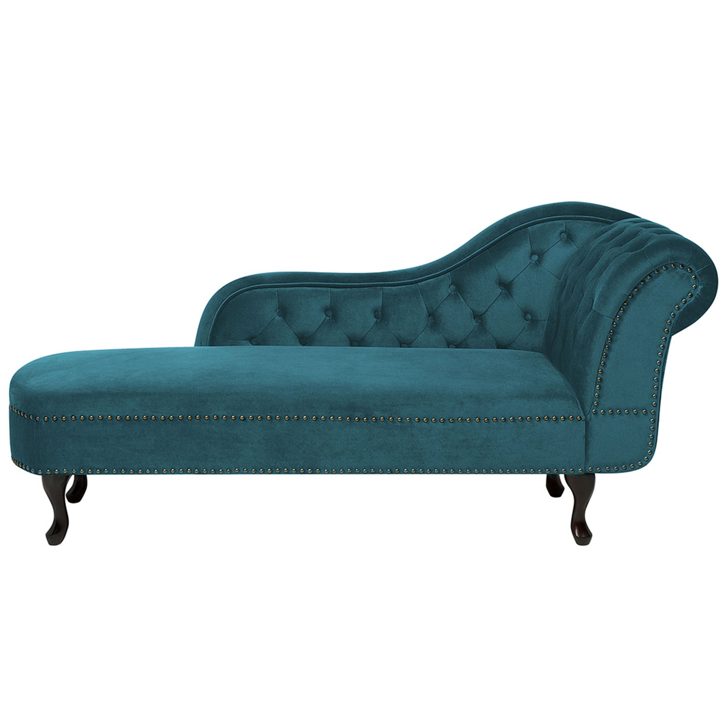 Beliani - NIMES - Chaise longue - Blauwgroen - Rechterzijde - Fluweel