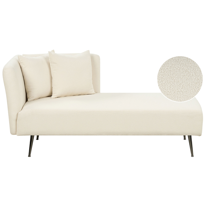 Beliani - RIOM - Chaise longue - Gebroken wit - Linkszijdig - Bouclé