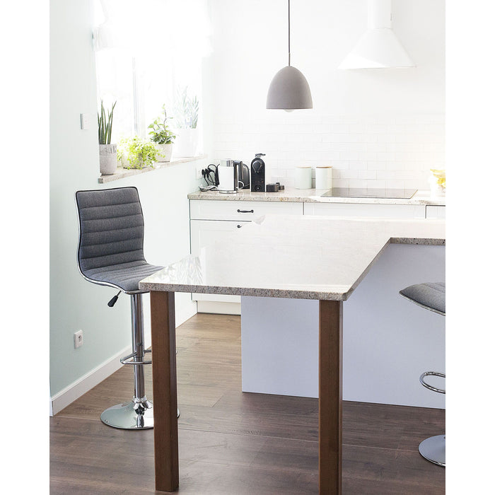 Beliani - LUCERNE - Barkruk verstelbaar - Lichtgrijs - Polyester