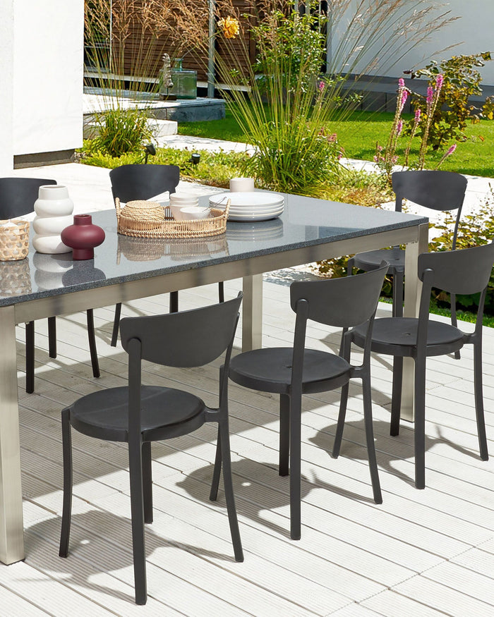 Beliani - VIESTE - Stoel set van 8 - Zwart - Synthetisch materiaal