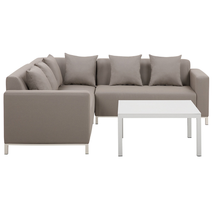 Beliani - BELIZE - Loungeset voor 5 - Beige - Polyester
