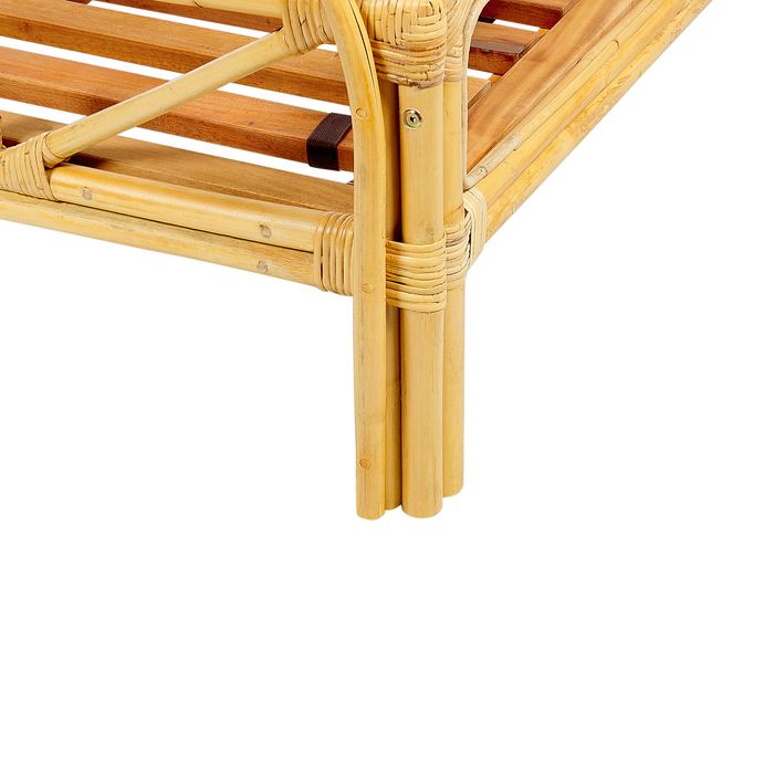 Beliani-FLORENTINE-Tweepersoonsbed-Lichtbruin-140 x 200 cm-Rotan