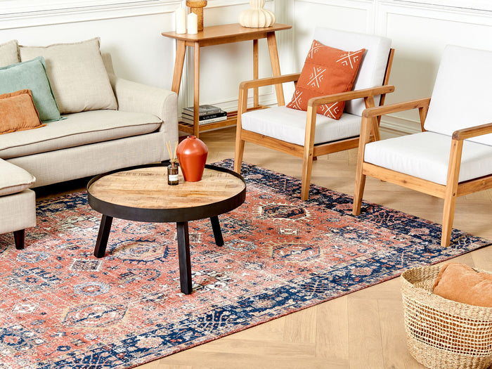 Beliani - KURIN - Vloerkleed - Rood|Blauw - 200 x 300 cm - Katoen