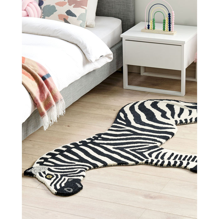 Beliani - KHUMBA - Kindervloerkleed - Wit|Zwart - 100 x 160 cm - Wol