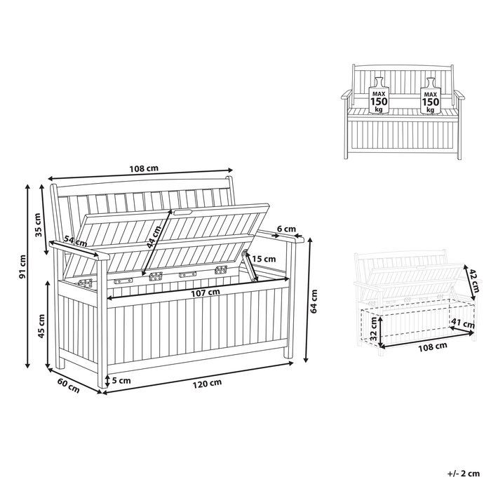 Beliani - SOVANA - Tuinbank - Donkerhout|Wit - Acaciahout