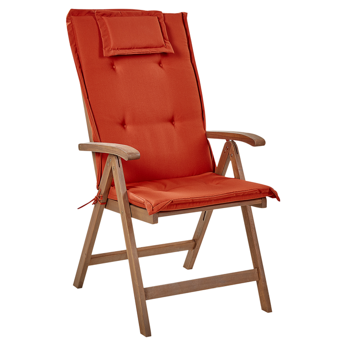 Beliani-AMANTEA-Tuinstoel set van 6-Donkerbruin|Rood-Acaciahout