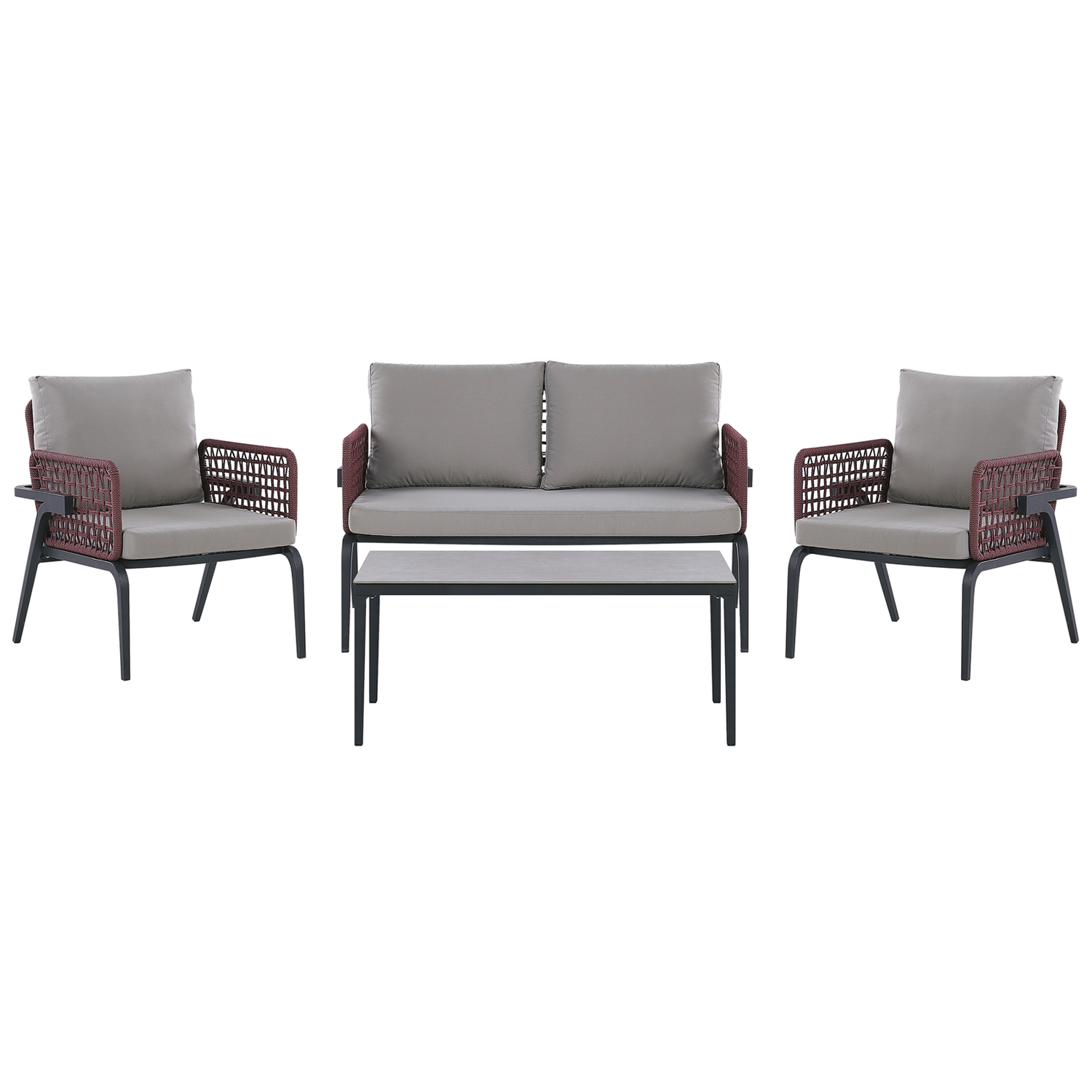 Beliani - SCIACCA - Loungeset voor 4 - Grijs - Aluminium