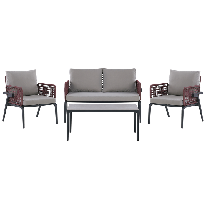 Beliani - SCIACCA - Loungeset voor 4 - Grijs - Aluminium