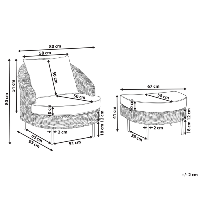 Beliani - ARCILLE - Tuinstoel - Natuurlijk - PE rotan