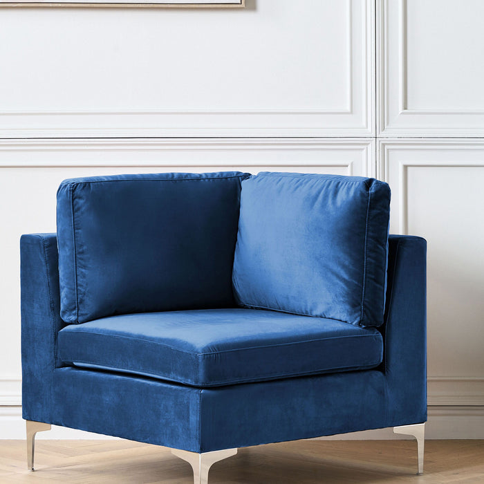 Beliani - EVJA - Hoekstuk - Marineblauw - Fluweel