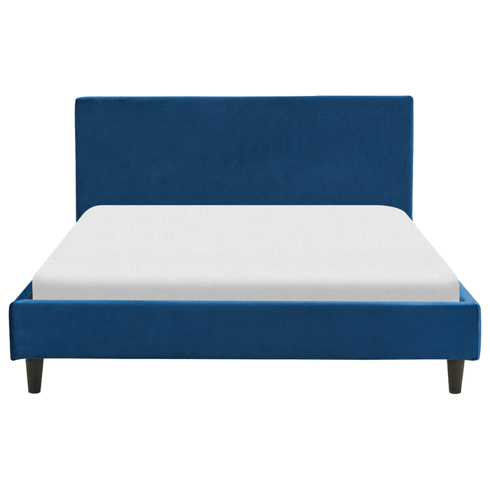 Beliani-FITOU -Tweepersoonsbed-Donkerblauw-140 x 200 cm-Fluweel