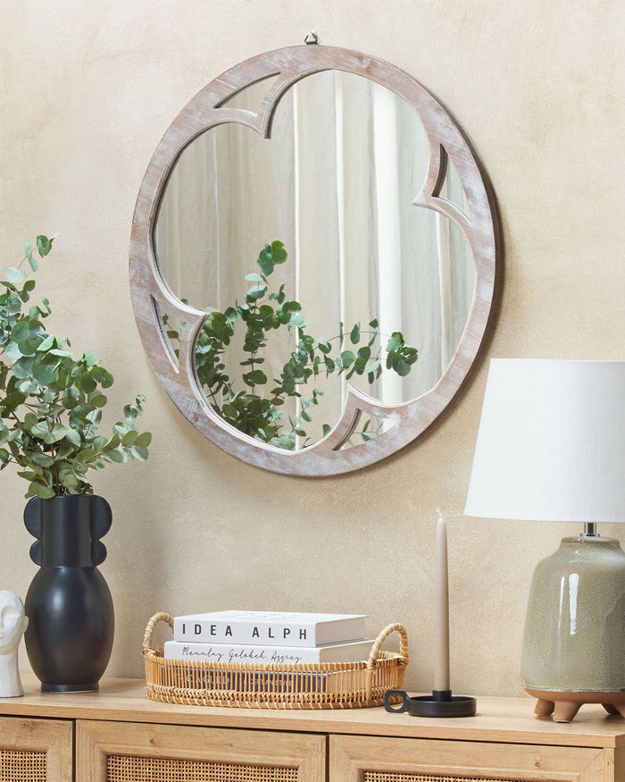 Beliani - MONCLOVA - Tafel spiegel - Lichte houtkleur - Dennenhout