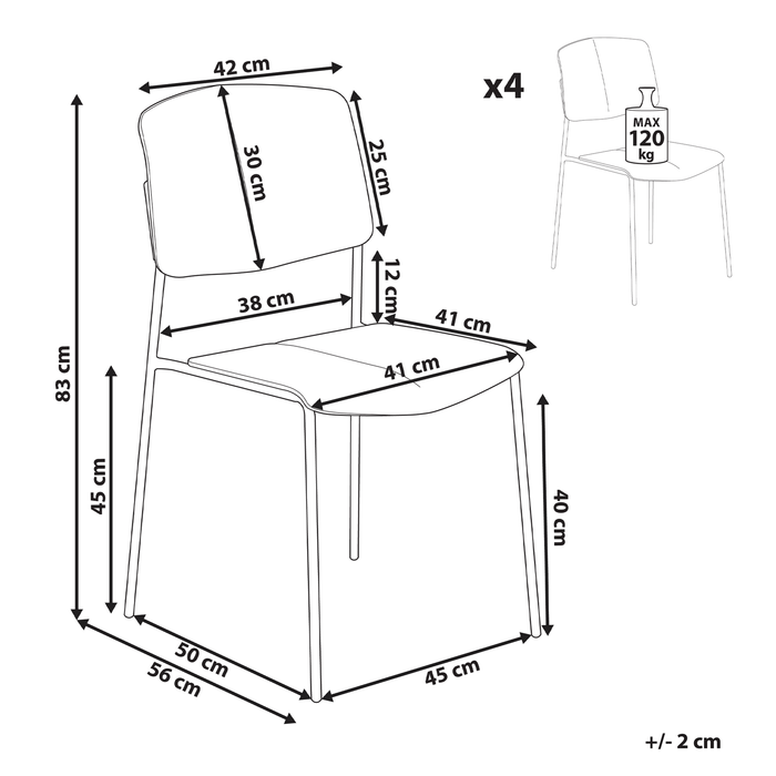Beliani - ASTORIA - Eetkamerstoel set van 4 - Zwart - Plastic