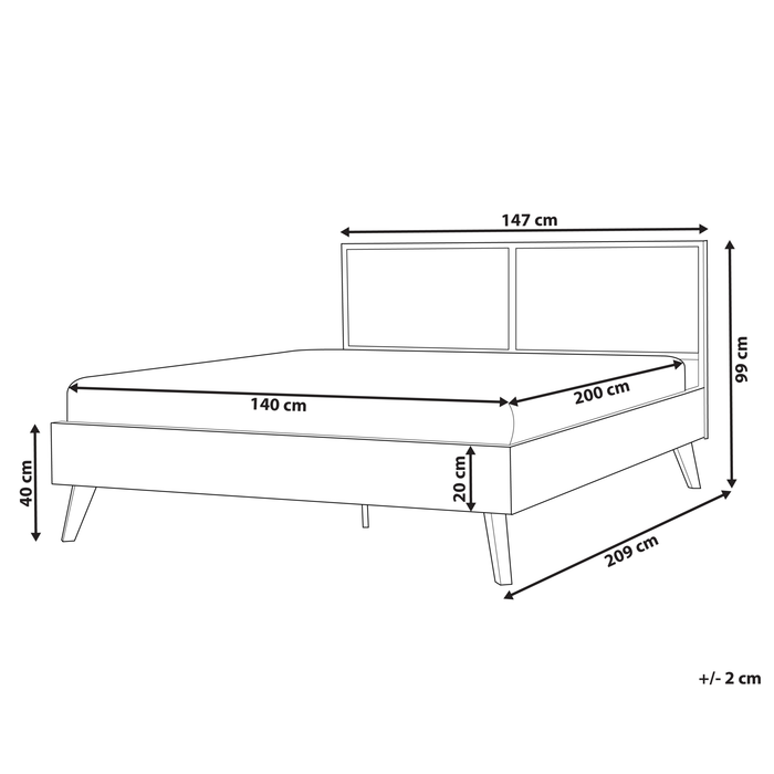 Beliani-MONPAZIER -Tweepersoonsbed-Lichthout-140 x 200 cm-Populierhout