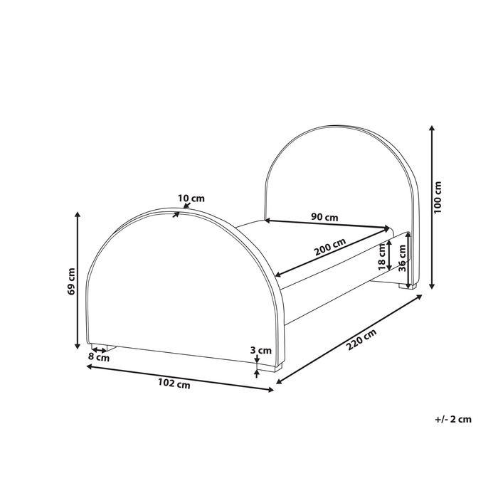 Beliani - NOZAY - Eenpersoonsbed - Lichtblauw - 90 x 200 cm - Fluweel