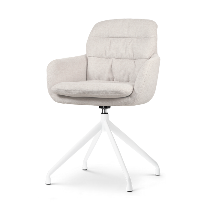 Nolon Nola-Mia Eetkamerstoel Beige - Draaibaar - Armleuning - Wit
