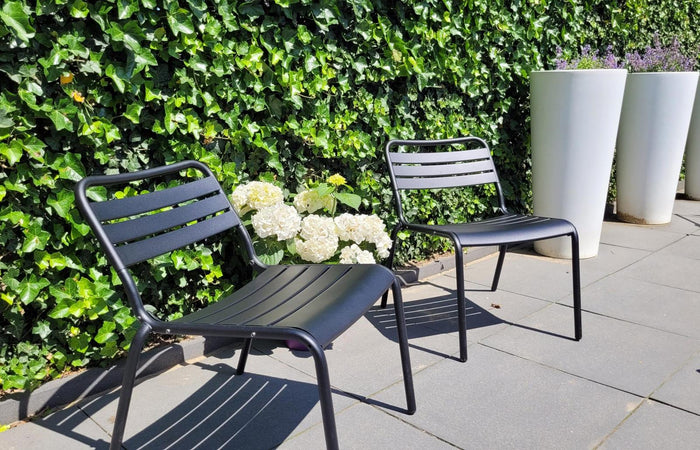 Metalen loungestoel Max XXL zwart - 2 stuks
