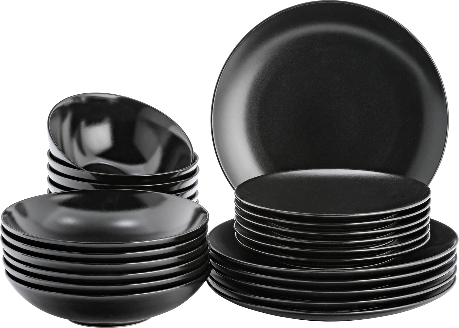 Lite-Body - Serviesset Hermes - 6 Personen- 24 delig - Rond zwart mat