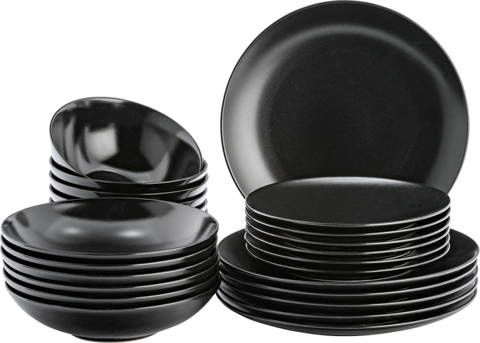 Lite-Body - Serviesset Hermes - 6 Personen- 24 delig - Rond zwart mat