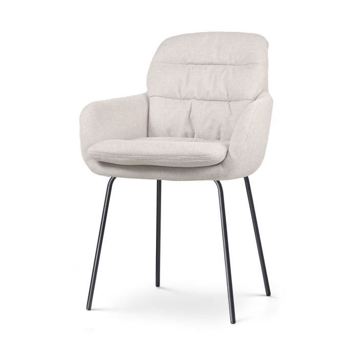 Nolon Nora-Mia Eetkamerstoel Beige - met Armleuning - Zwart