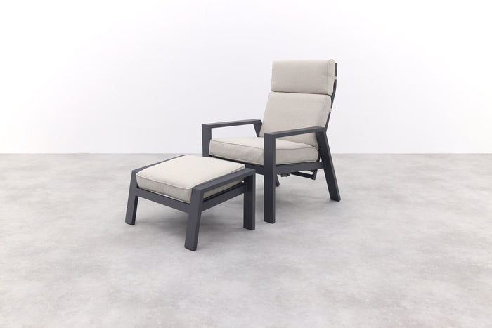 Garden Impressions Max loungestoel + voetenbank - Carbon black|Sand