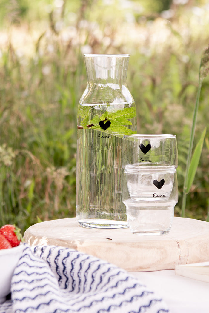 Clayre & Eef Karaf  1000 ml Glas Hart Love Waterkan