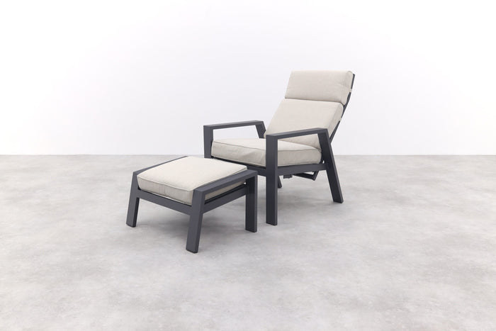 Garden Impressions Max loungestoel + voetenbank - Carbon black|Sand