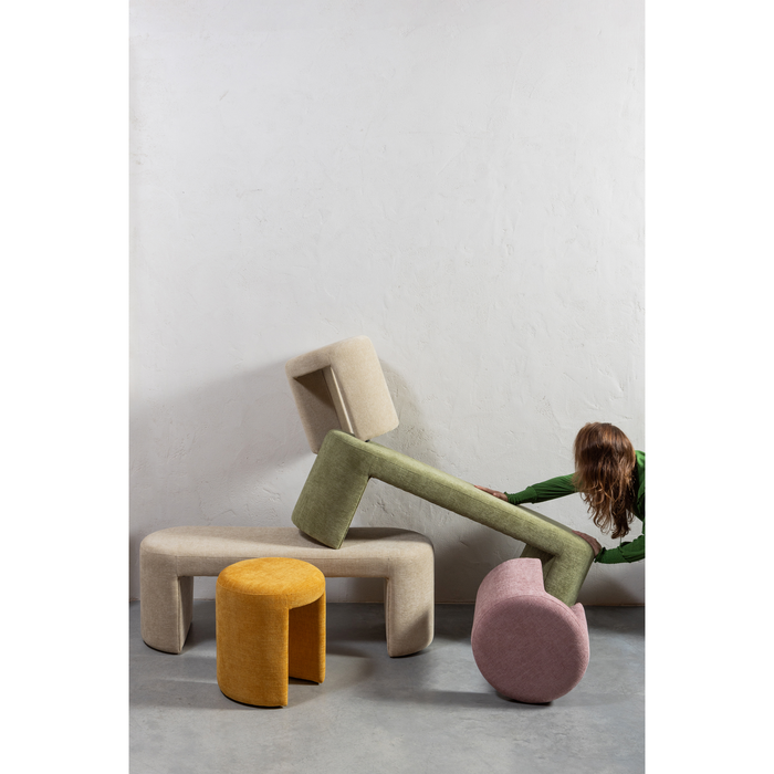 WOOOD Jacob Bankje - Chenille - Olive Green - 46x130x46