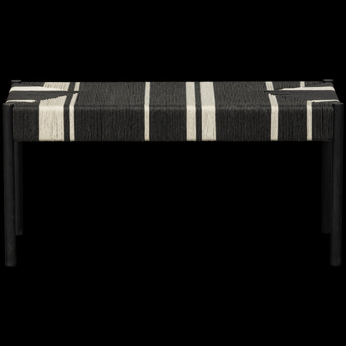 WOOOD Jessy Bankje - Mangohout|Koord - Zwart|Wit - 44x90x40