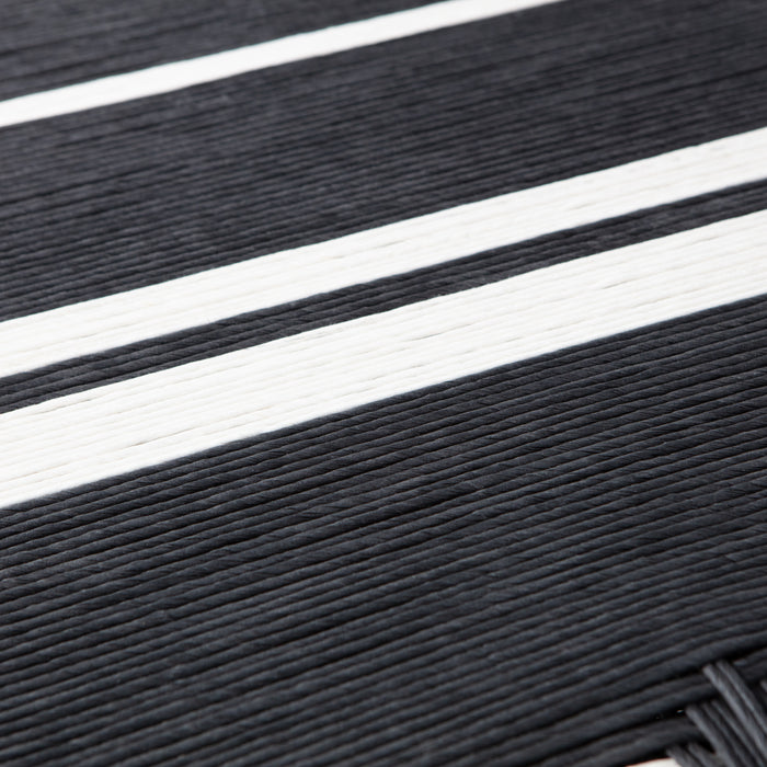 WOOOD Jessy Bankje - Mangohout|Koord - Zwart|Wit - 44x90x40