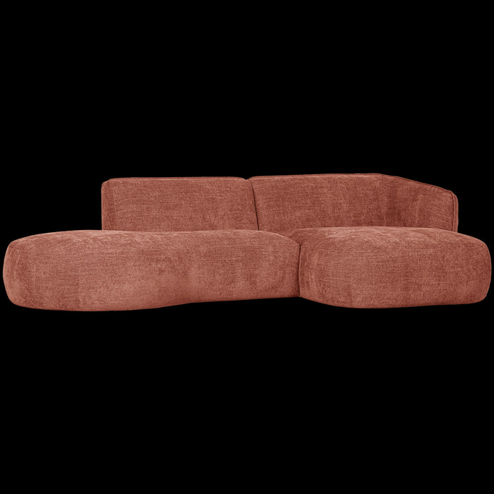 WOOOD Polly Chaise Longue Rechts - Polyester - Roze - 71x258x105|150