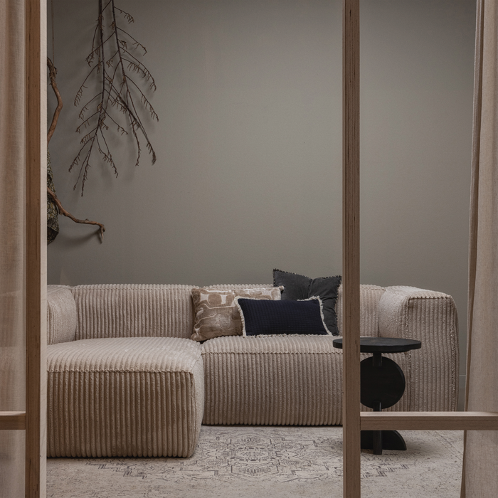 WOOOD Bean Hoekbank Links - Ribstof - Travertin