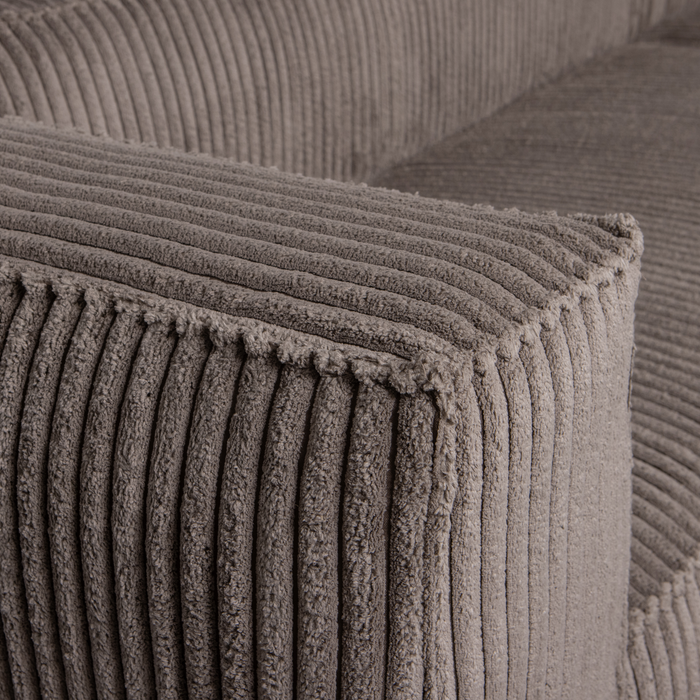 WOOOD Bean Hoekbank met Chaise Longue Rechts - Ribstof - Mud