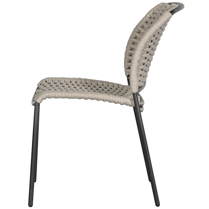 WOOOD Taku Tuinstoel Zonder Armleuning - Polyester - Zand -Set van 2