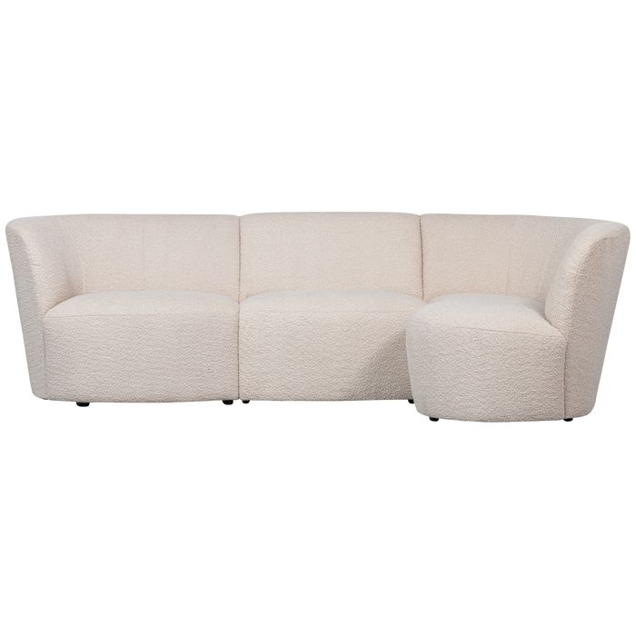 WOOOD Coco 3-Zits Ronding Rechts - Bouclé - Creme - 70x230x138