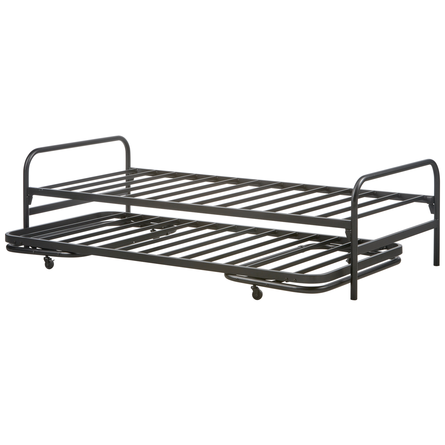 WOOOD Lucy Eenpersoonsbed + Onderschuifbed - Metaal - Zwart -57x95x209